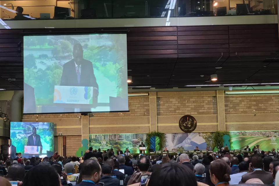 Kenyan President William Ruta addresses Second U.N Habitat Assembly